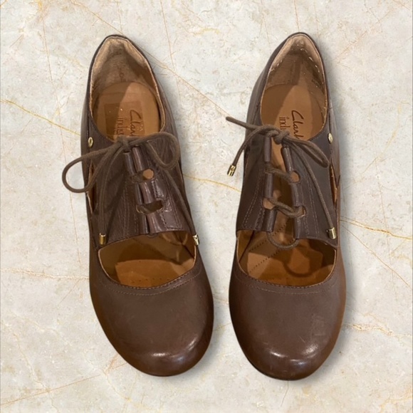 Indigo by Clark's Brown Loyal Heart Lace-up Heels, Comfy, Size 9.5 M - Picture 2 of 7